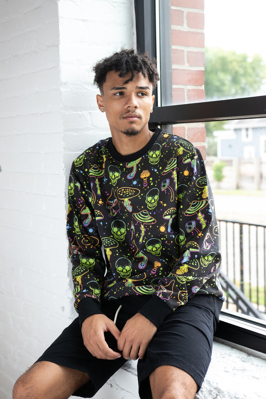 Neon Mushrooms & Skulls Sweatshirt