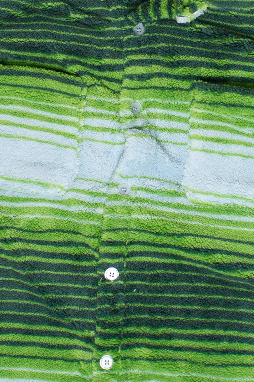 Patterned Plush Button Up Shirt - Green