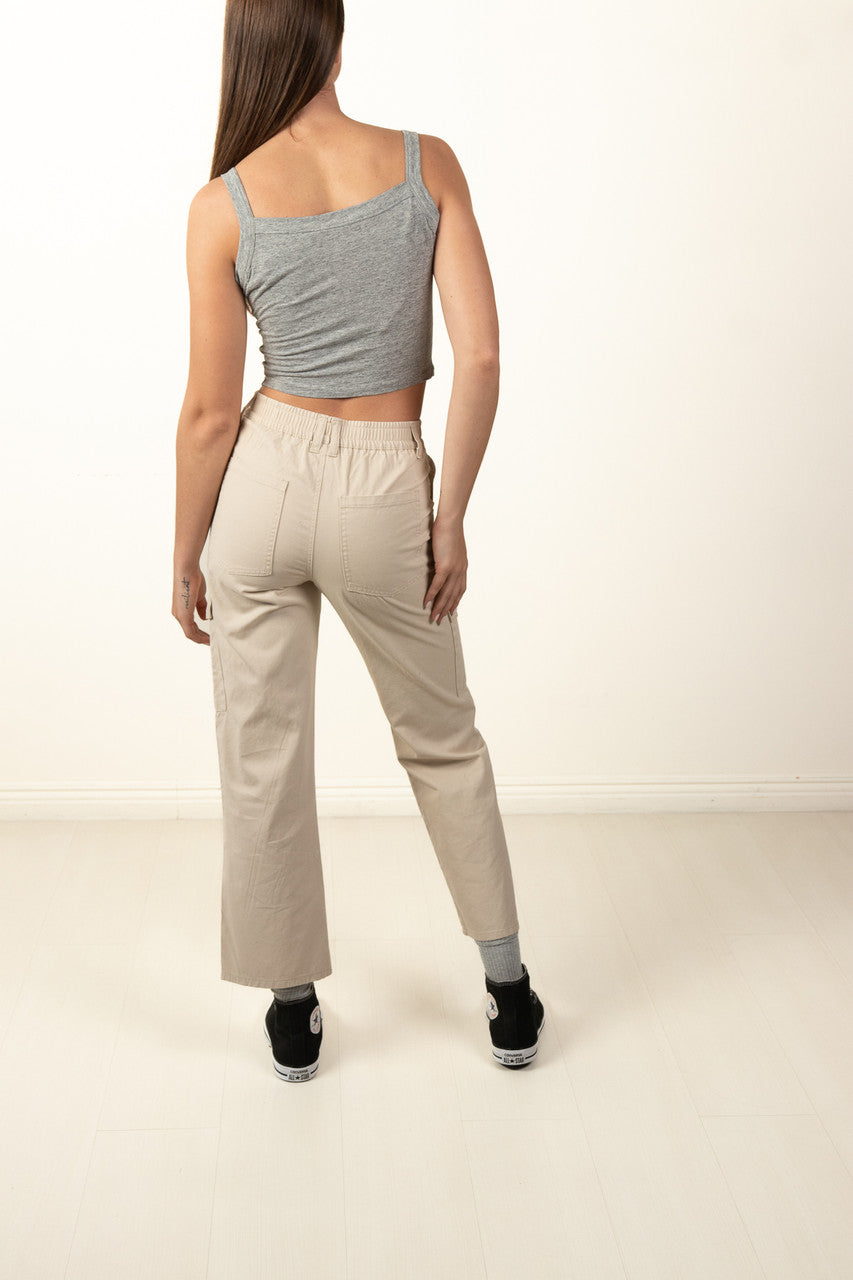 Khaki Cargo Twill Pants