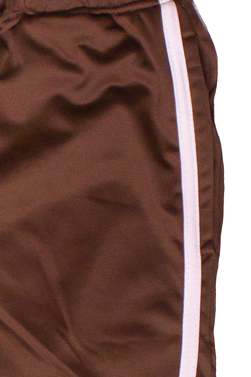 Fleece Lined Side Stripe Track Pants - Brown