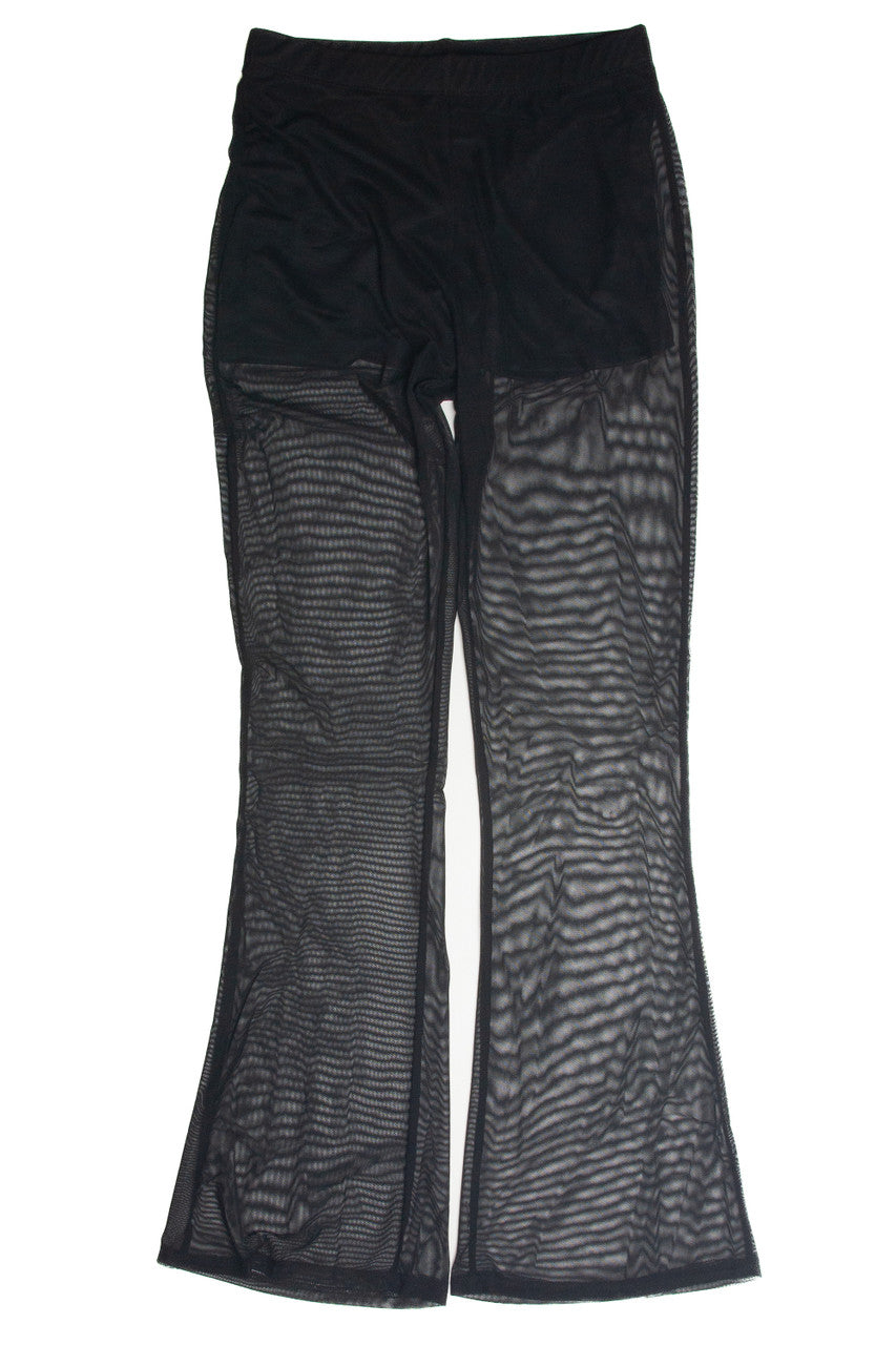 Black Mesh Lined Flare Pants