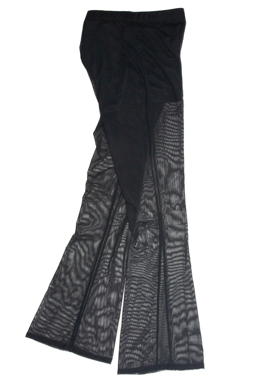 Black Mesh Lined Flare Pants