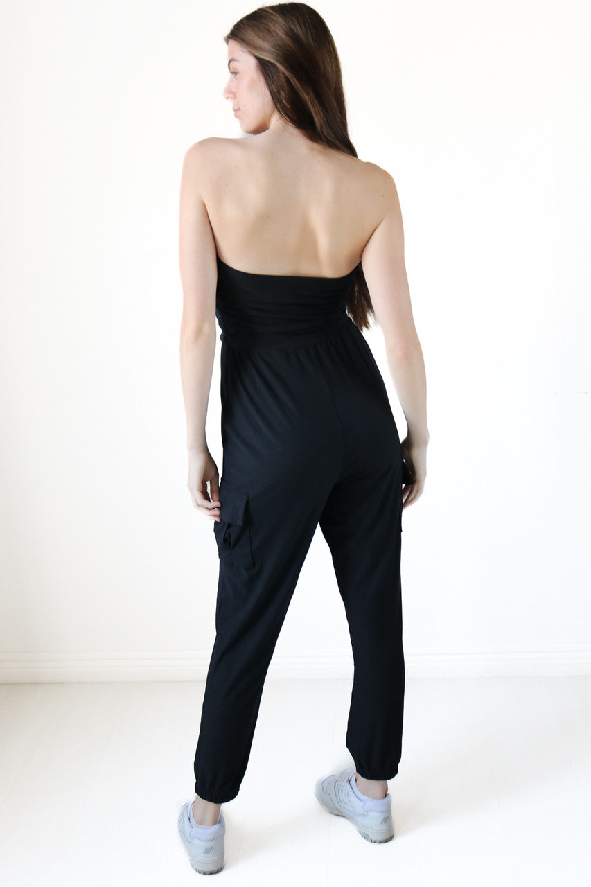 Black Tube Cargo Jumpsuit