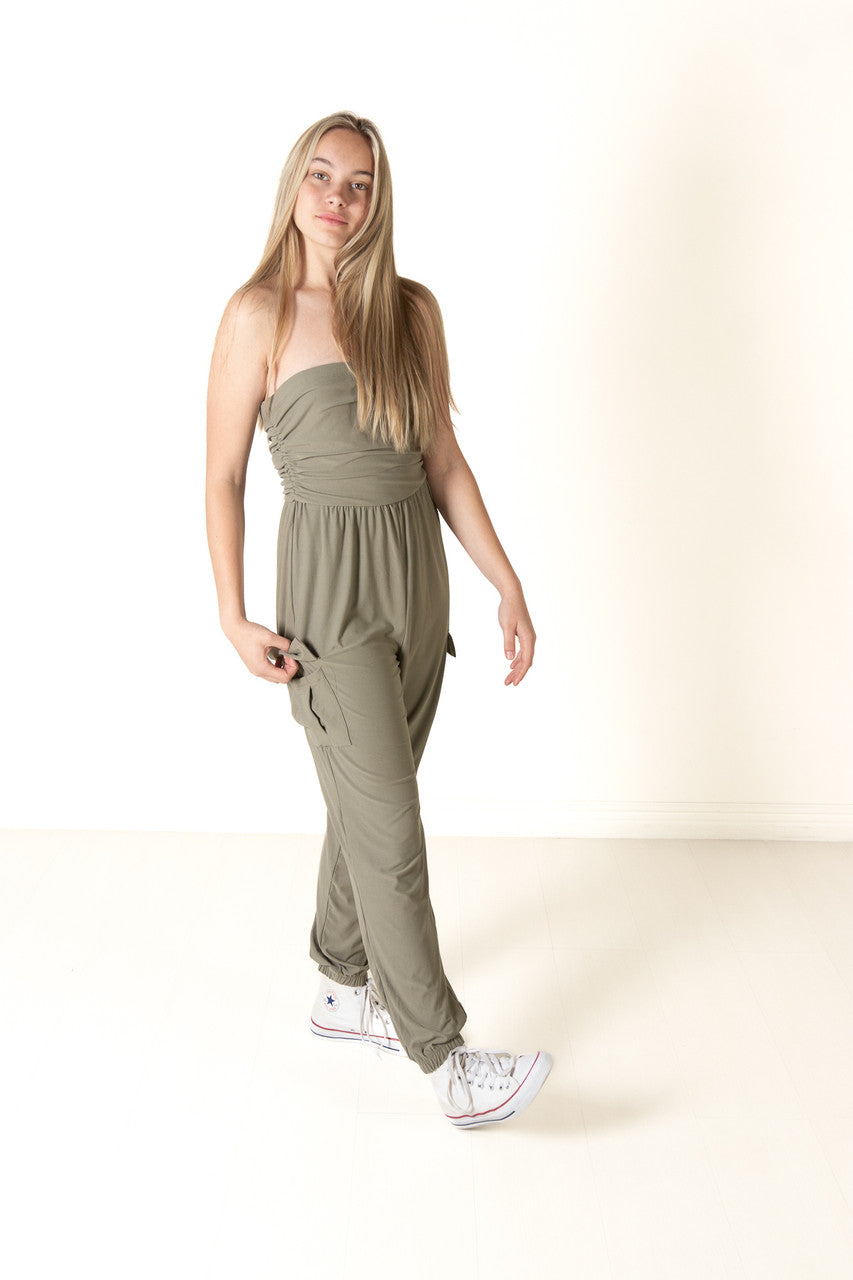Olive Tube Cargo Jumpsuit