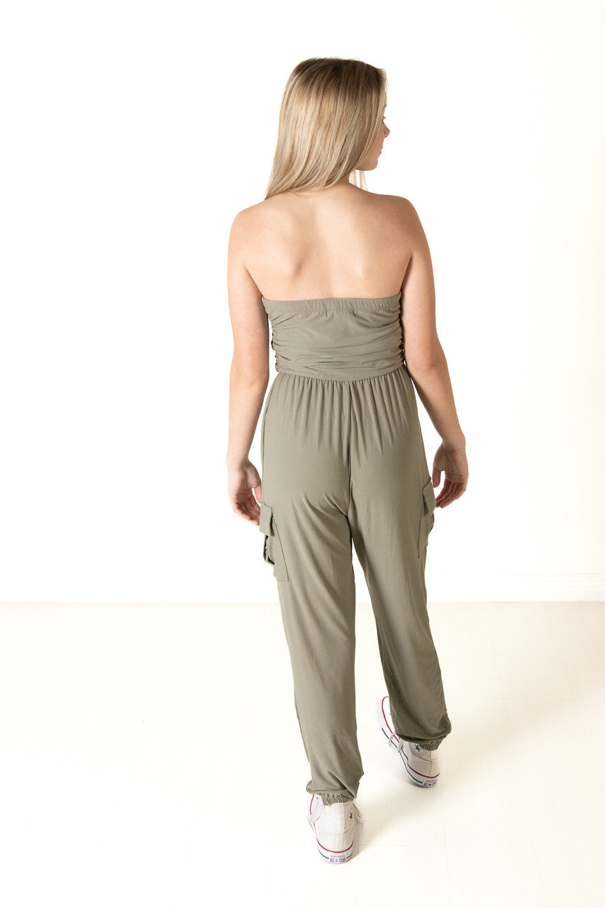 Olive Tube Cargo Jumpsuit