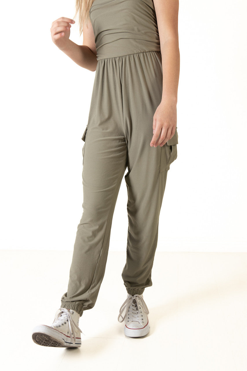 Olive Tube Cargo Jumpsuit