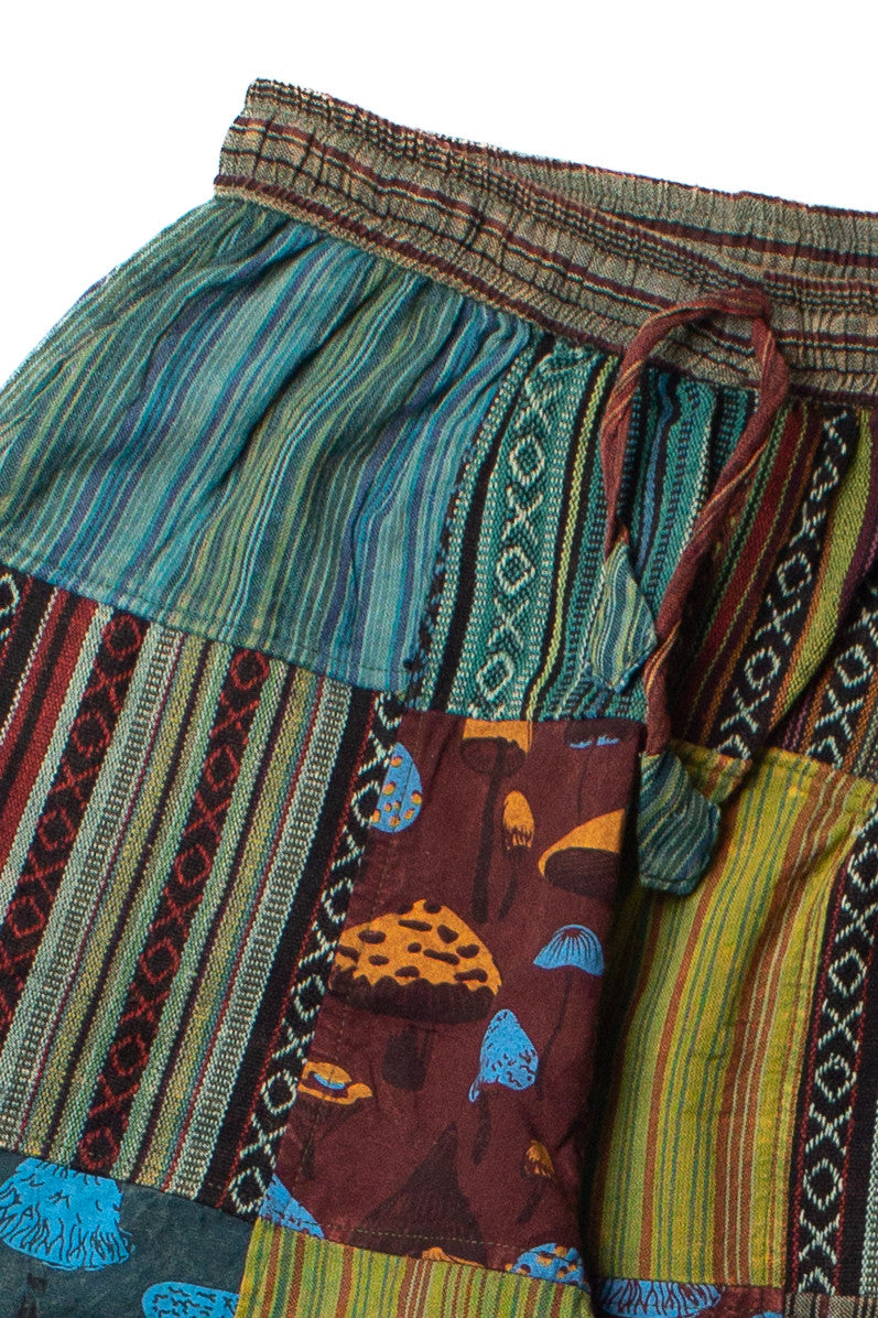 Mushroom Print Patchwork Cargo Pants