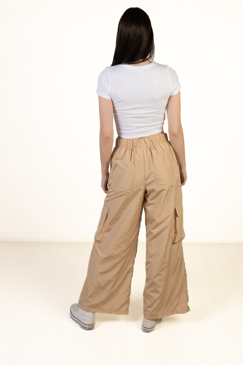 Sand Wide Leg Parachute Pants