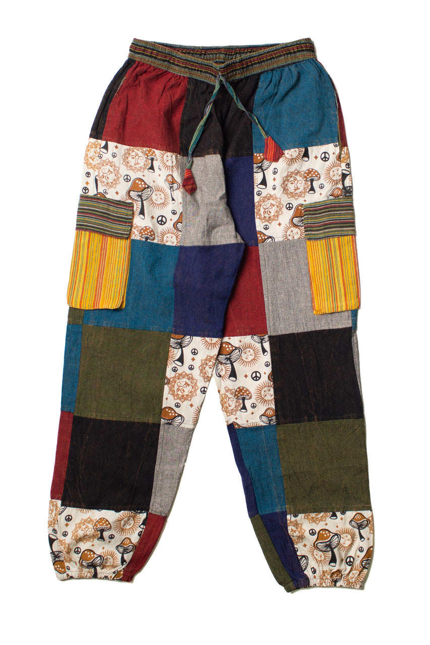 Sunny Mushroom Patchwork Cargo Joggers