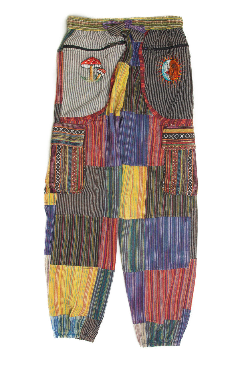 Cargo Embroidered Patchwork Pants