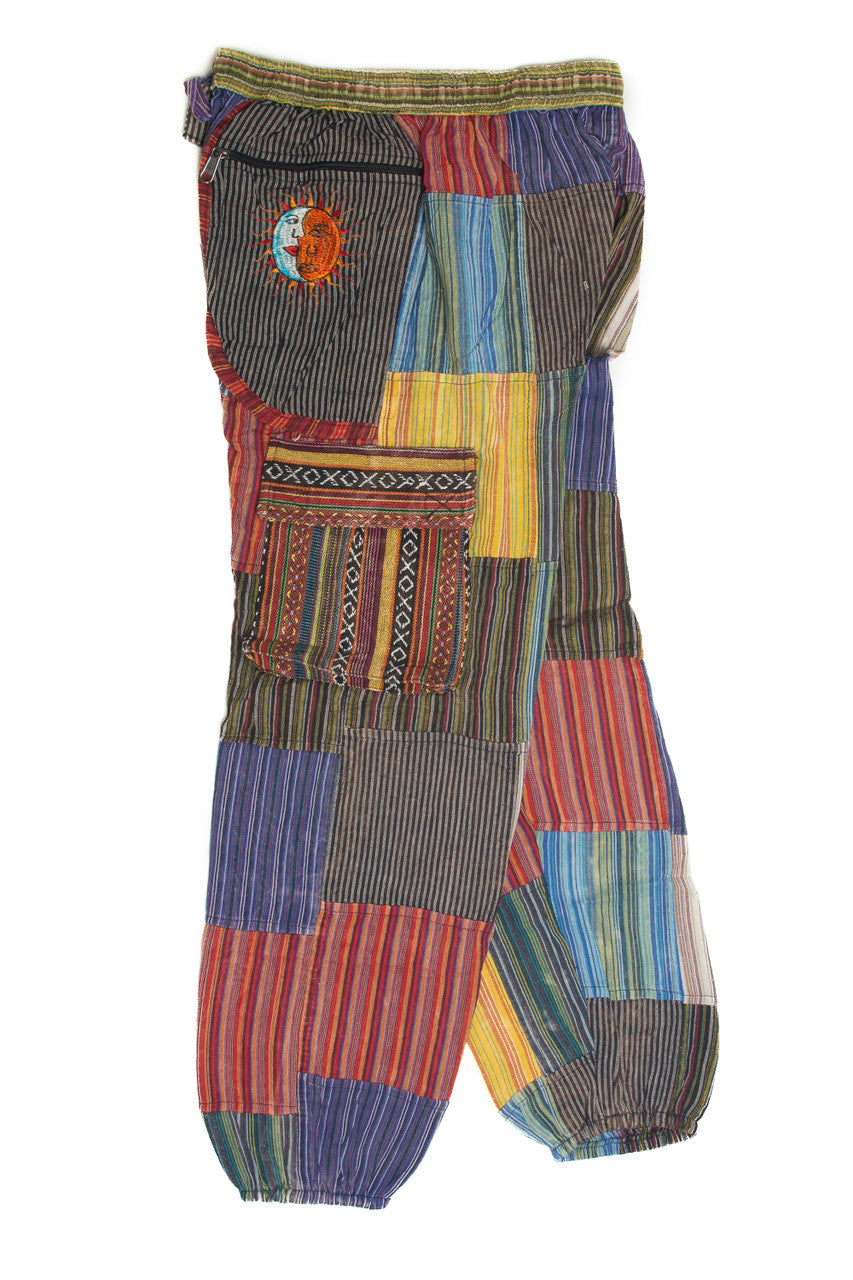 Cargo Embroidered Patchwork Pants