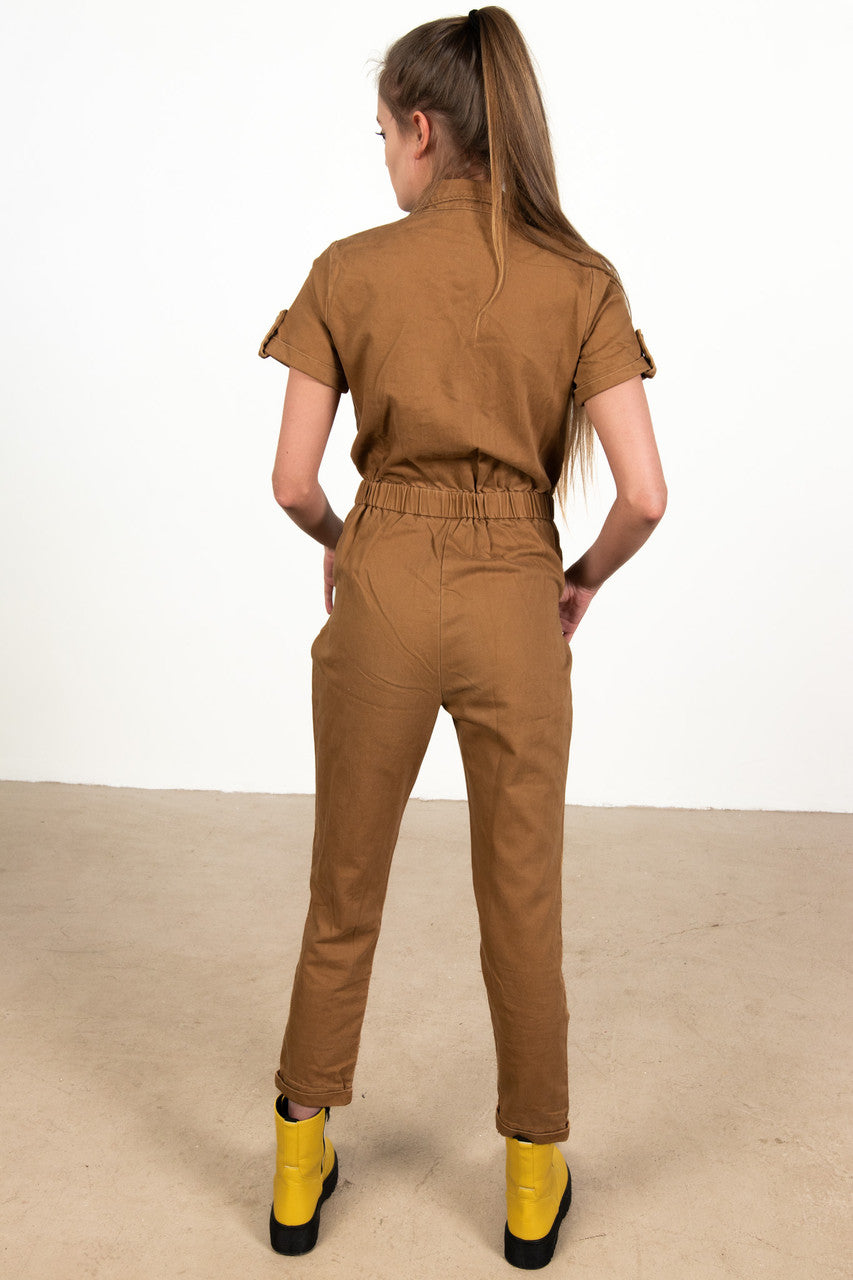 Camel Twill Jumpsuit