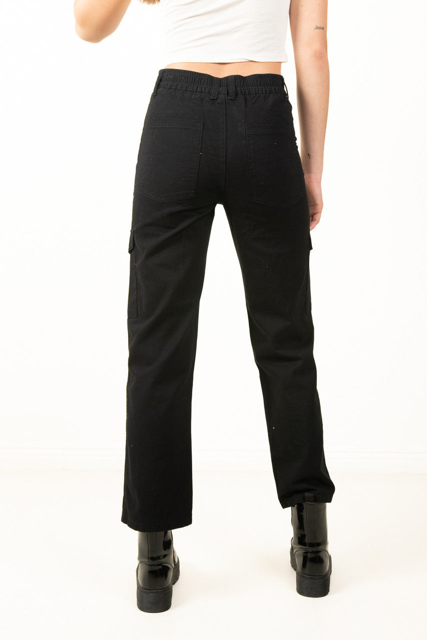 Black Cargo Twill Pants