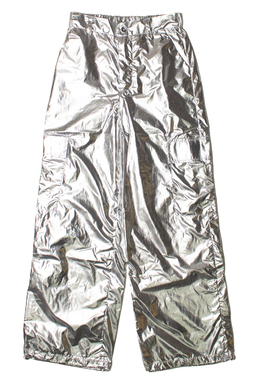 Silver Metallic Parachute Pants