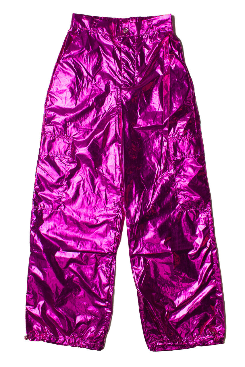 Fuchsia Metallic Parachute Pants