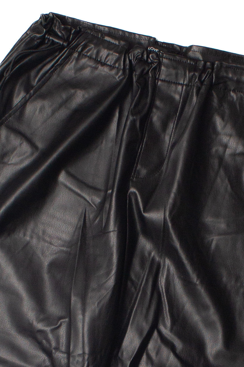 Pleather Drawstring Parachute Pants