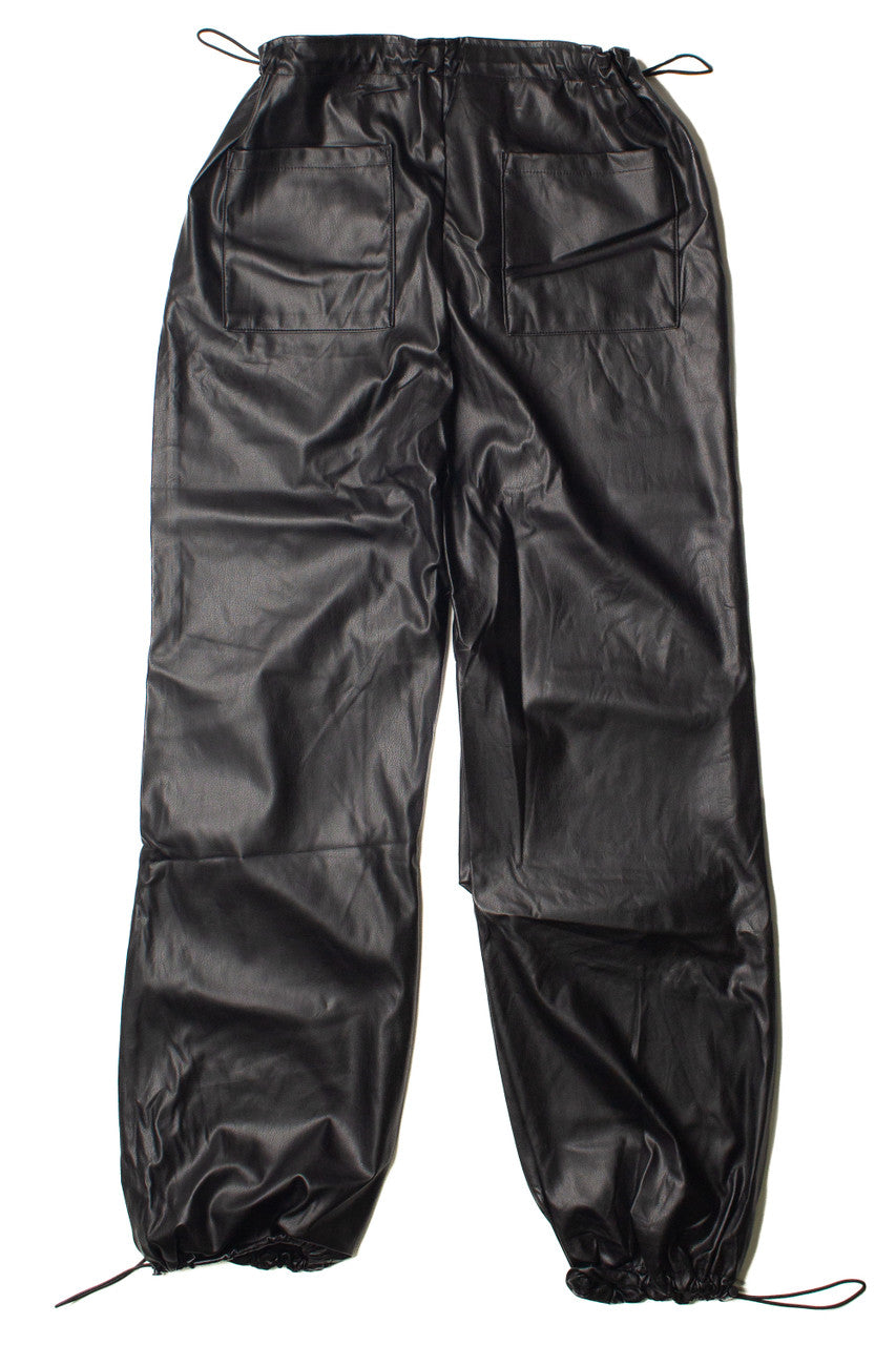Pleather Drawstring Parachute Pants