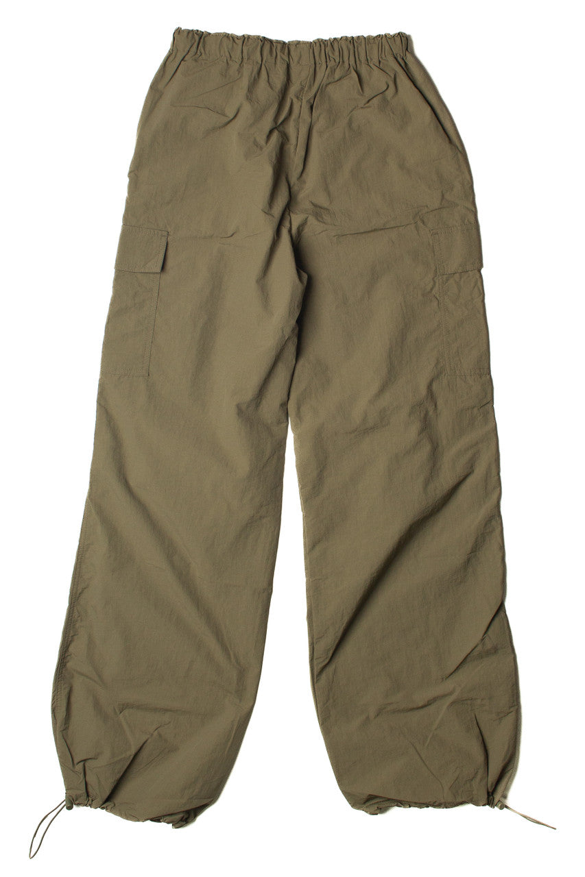Olive Drawstring Cargo Parachute Pants