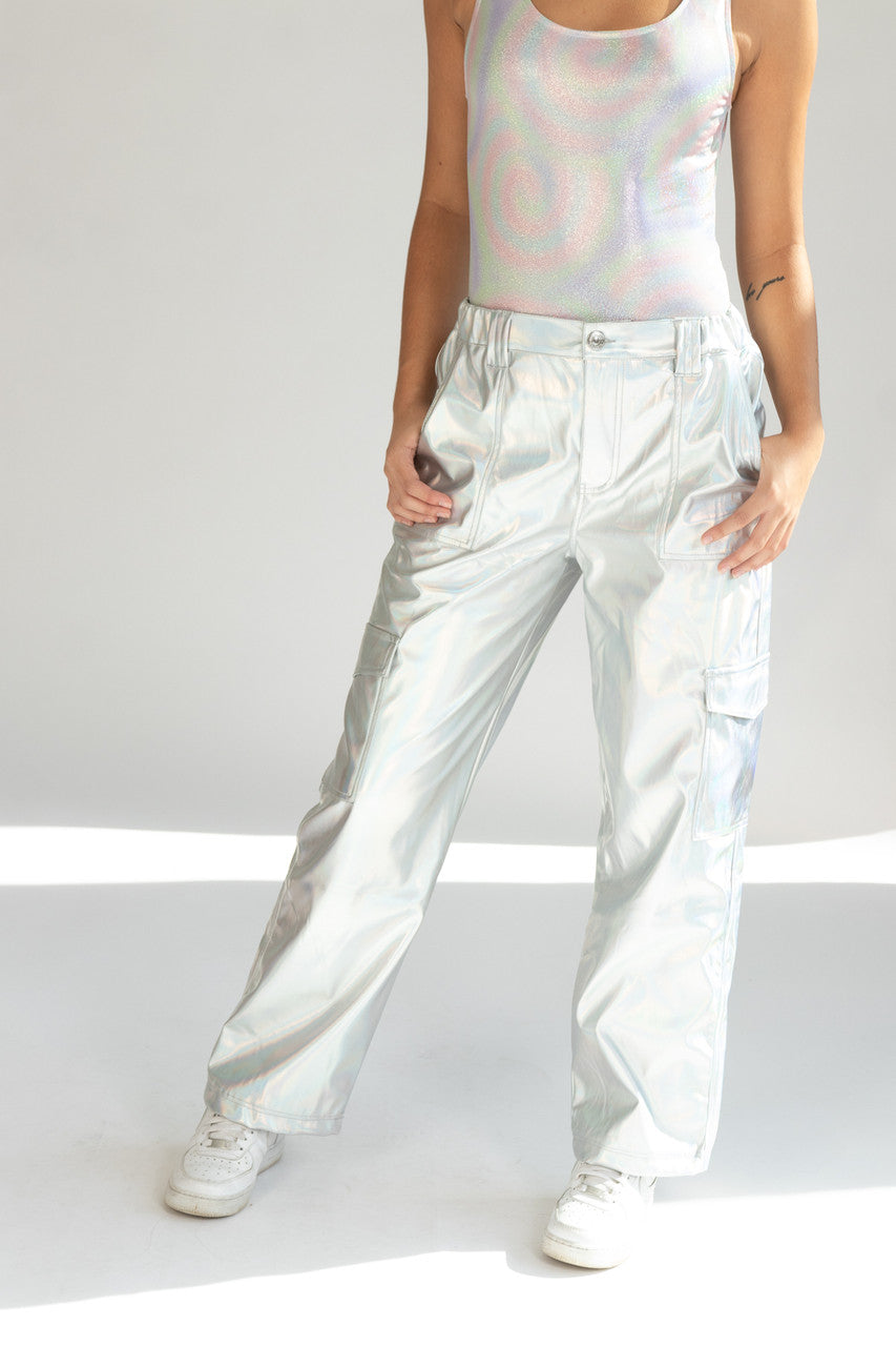 Silver Holographic Skater Jeans