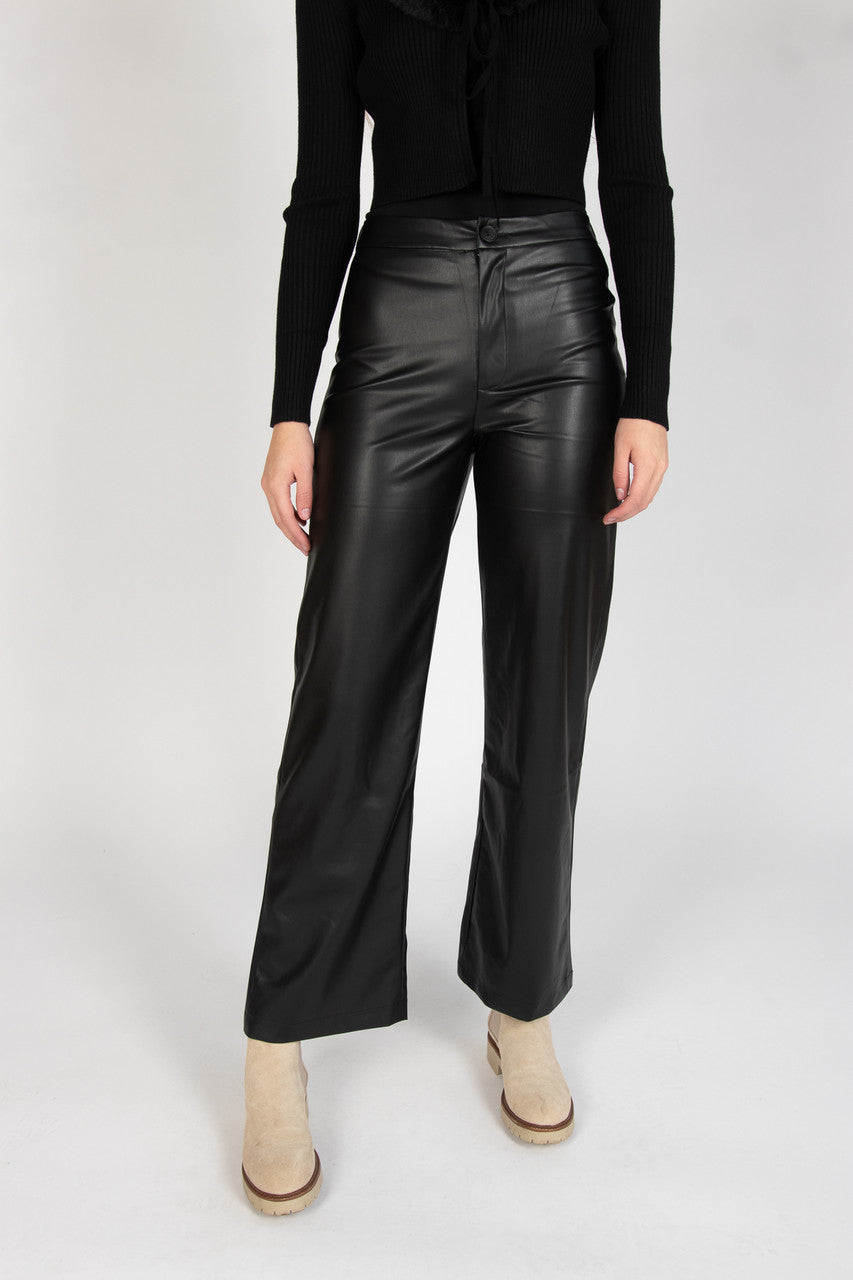 Wide Leg Pleather Pants