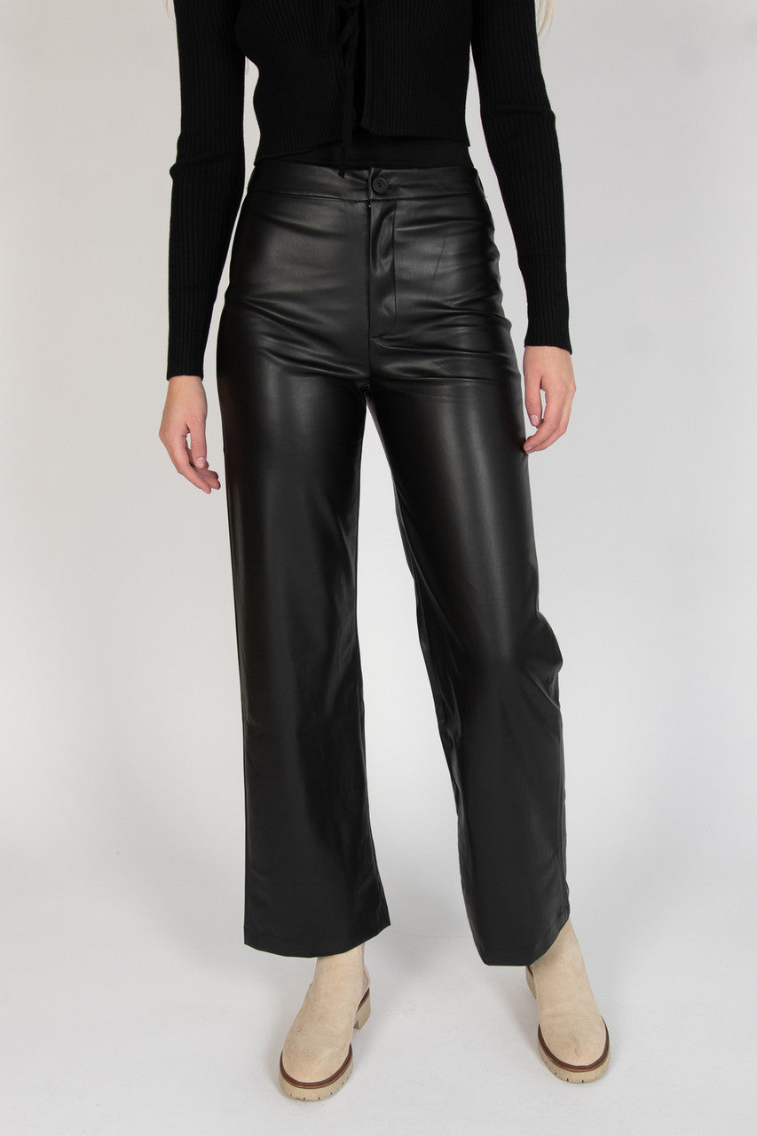 Wide Leg Pleather Pants