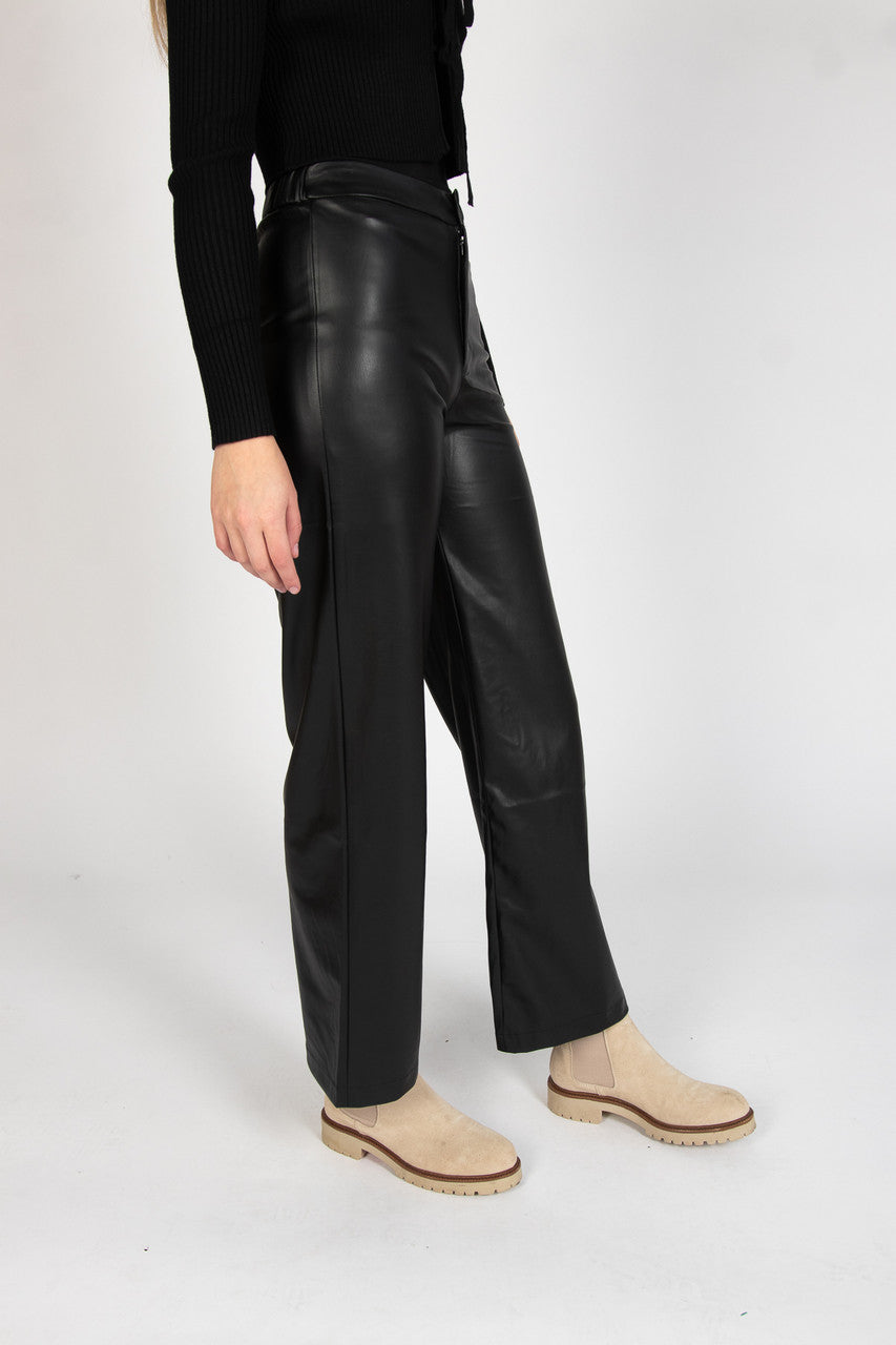 Wide Leg Pleather Pants