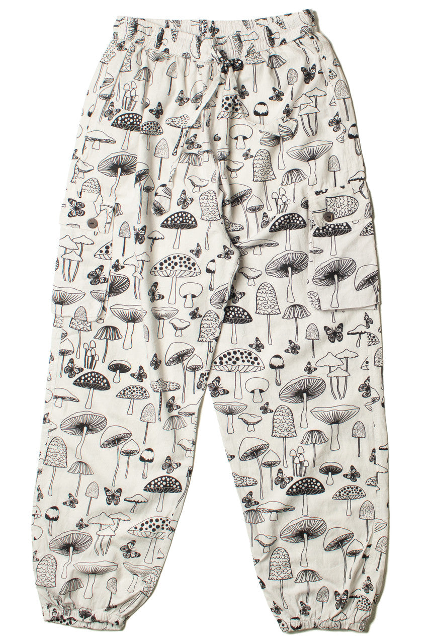 Black & White Mushroom Print Joggers