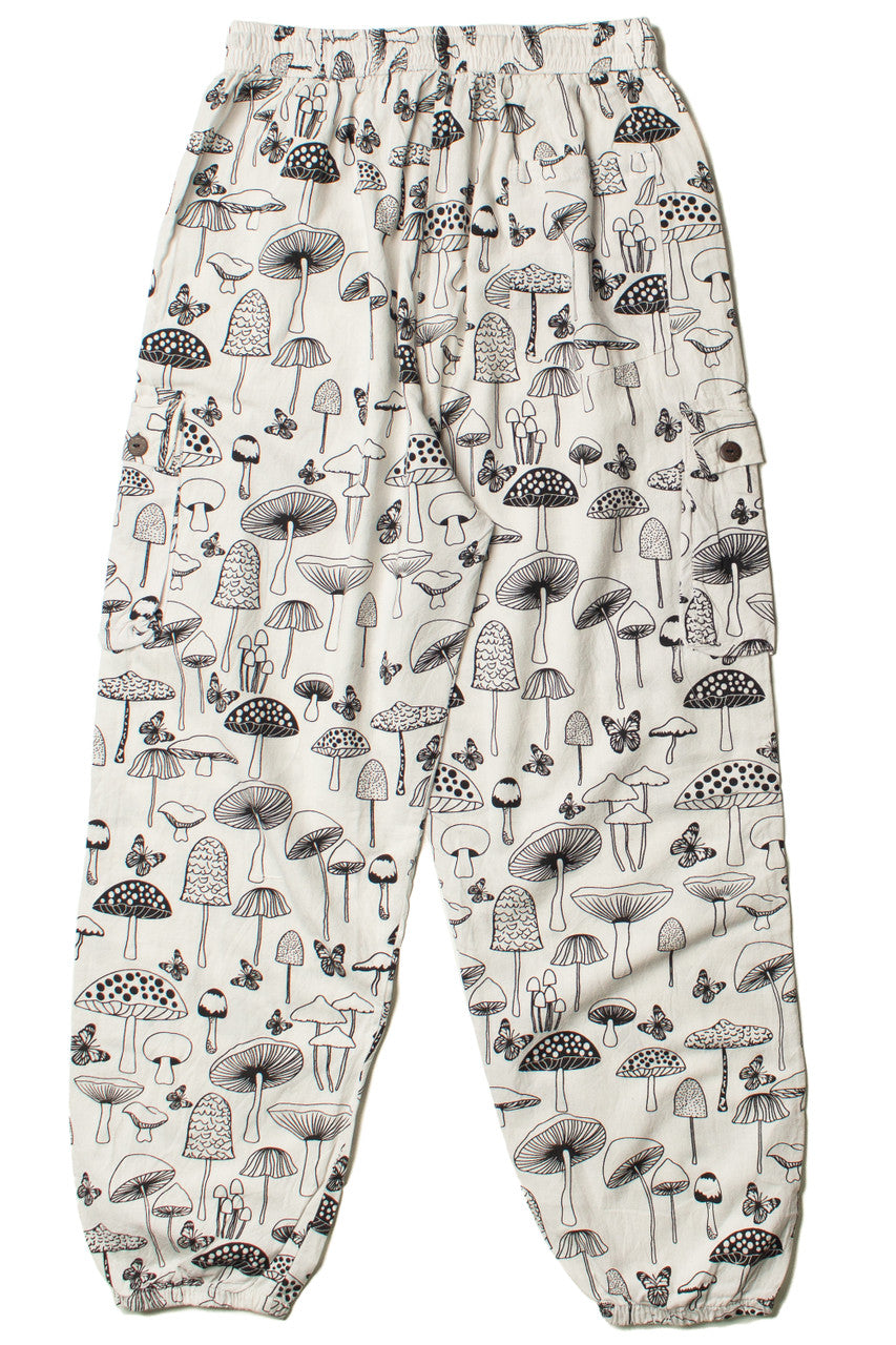 Black & White Mushroom Print Joggers
