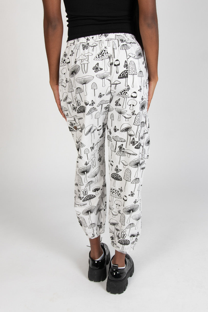 Black & White Mushroom Print Joggers