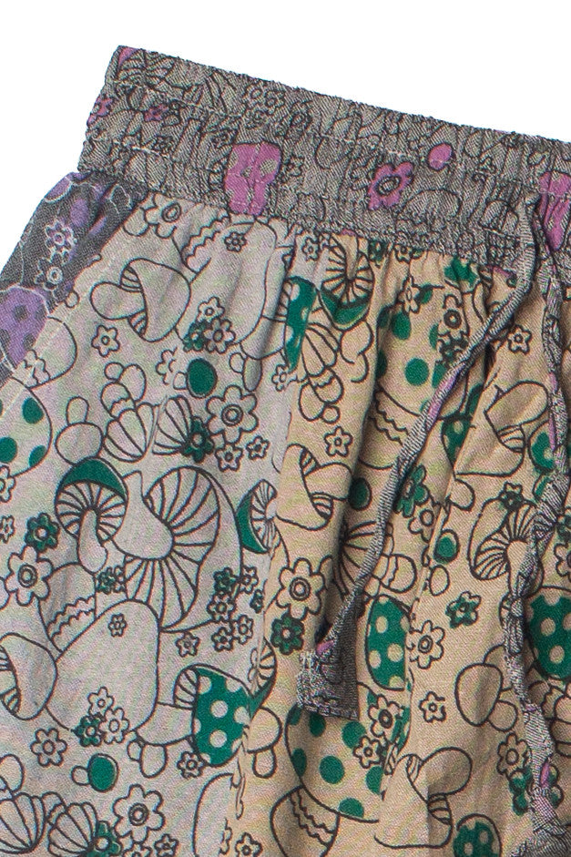 Gray Mushroom Floral Patchwork Joggers