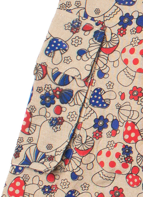 Red & Blue Mushroom Floral Cargo Pants