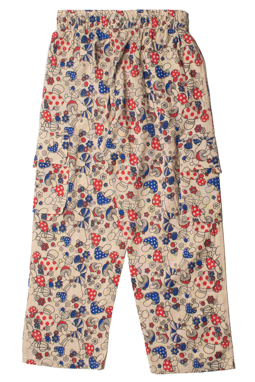 Red & Blue Mushroom Floral Cargo Pants