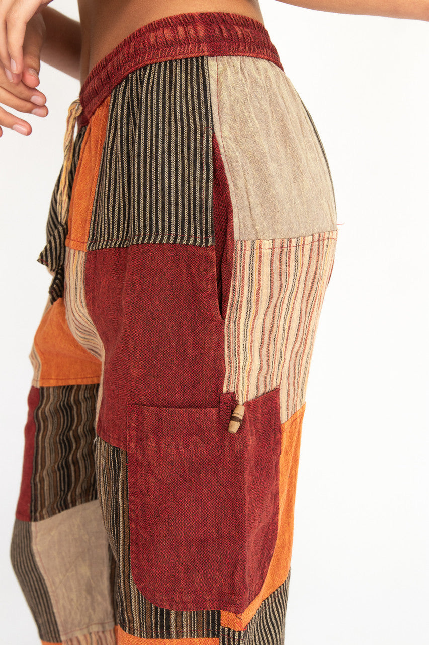 Rust Striped Patchwork Pants