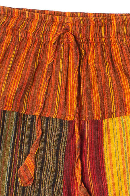 Orange Striped Wide Leg Patchwork Pants
