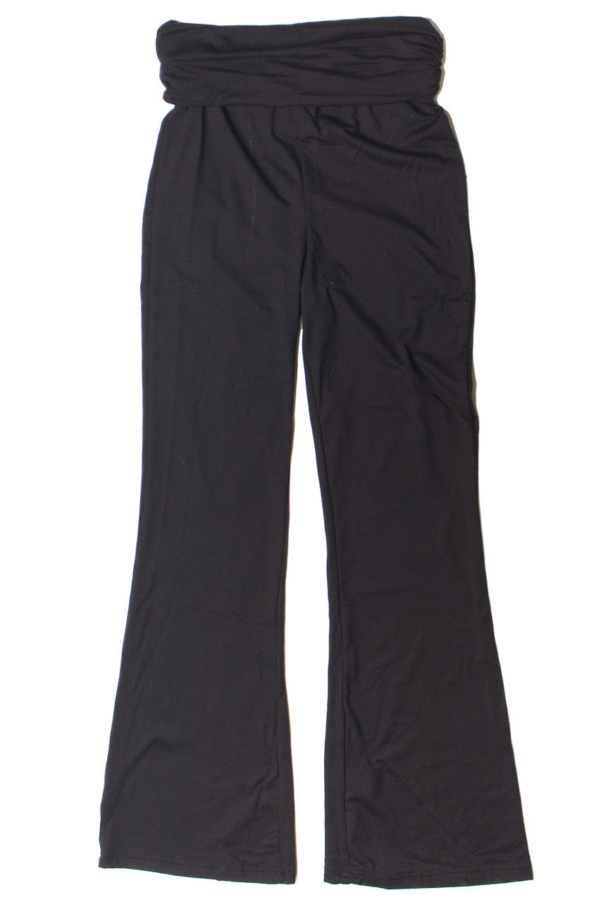 Fold Over Ruched Waistband Flare Leggings