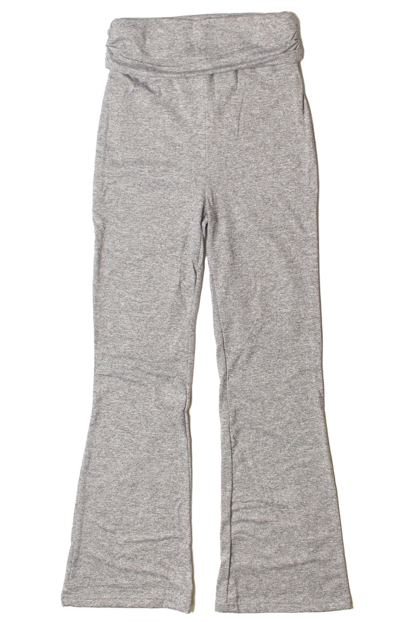 Fold Over Ruched Waistband Flare Leggings