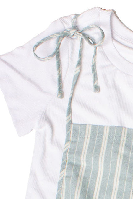 Two Piece Striped Overalls With Tee Set