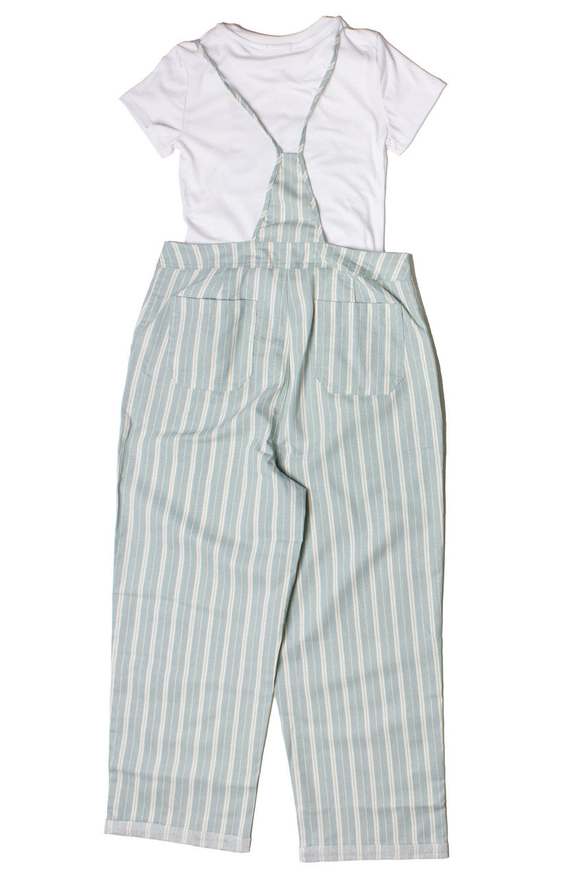 Two Piece Striped Overalls With Tee Set