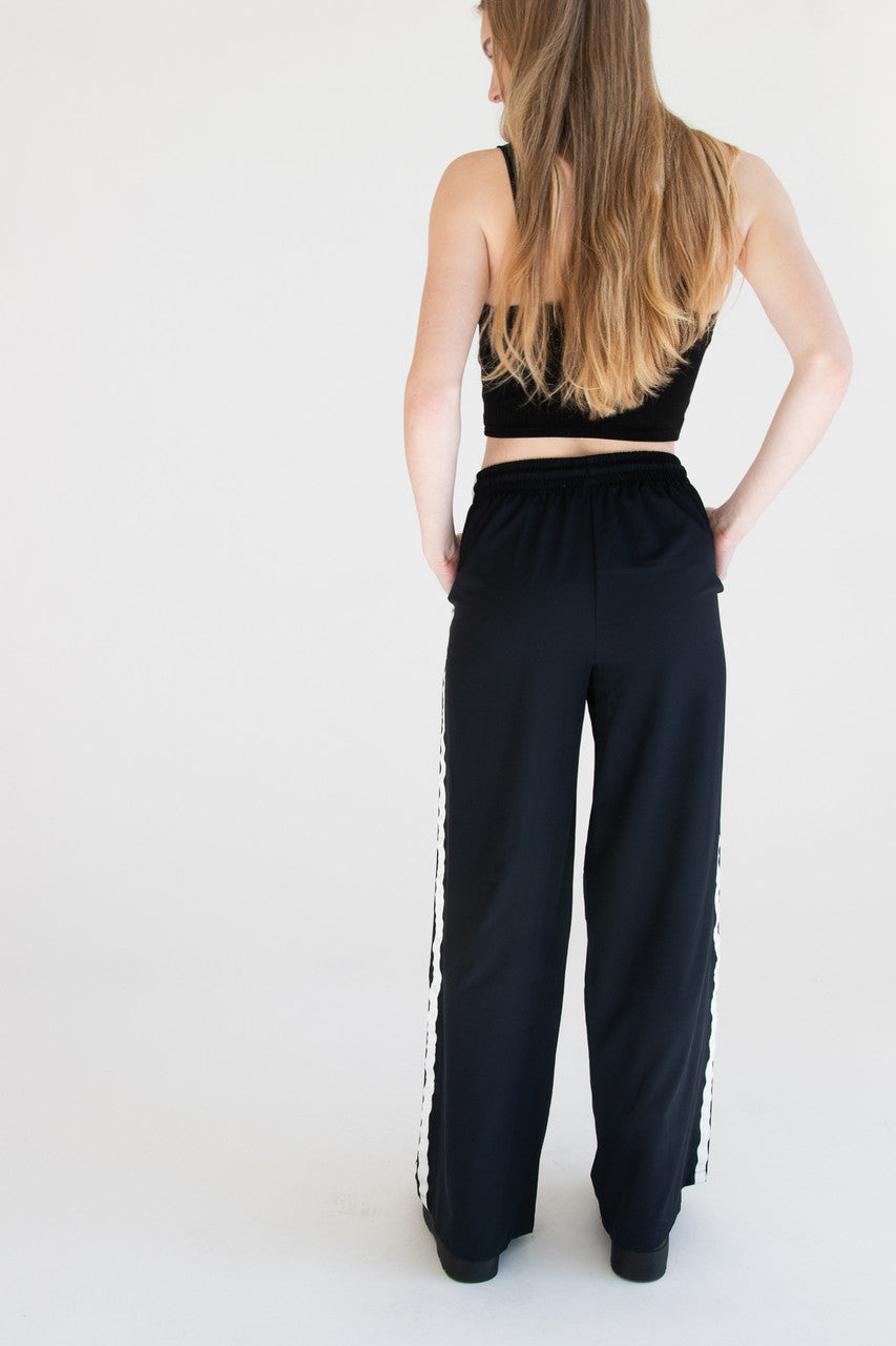 Wide Leg Side Stripe Track Pants