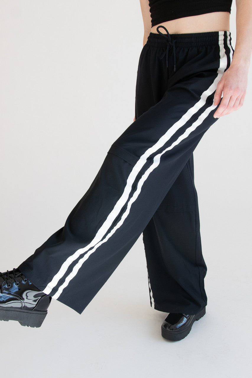 Wide Leg Side Stripe Track Pants