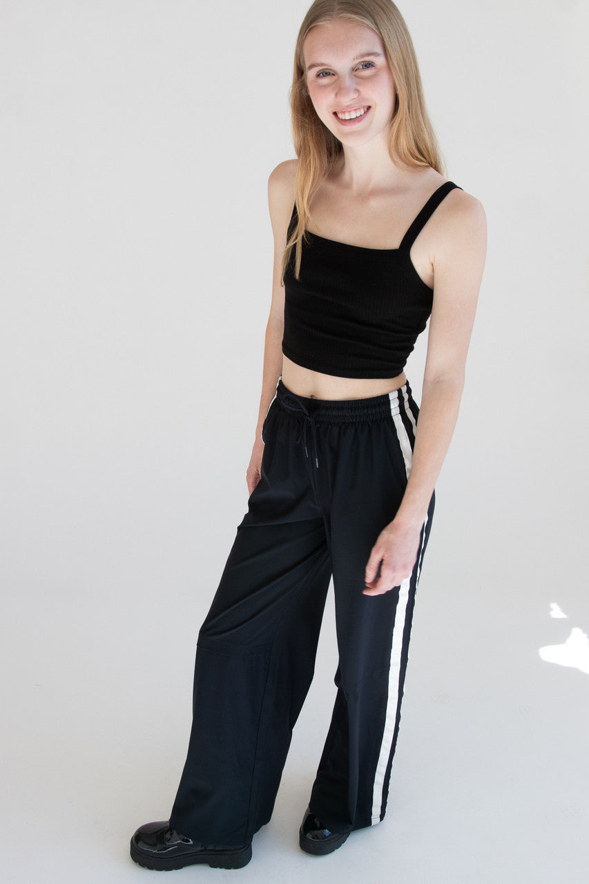 Wide Leg Side Stripe Track Pants