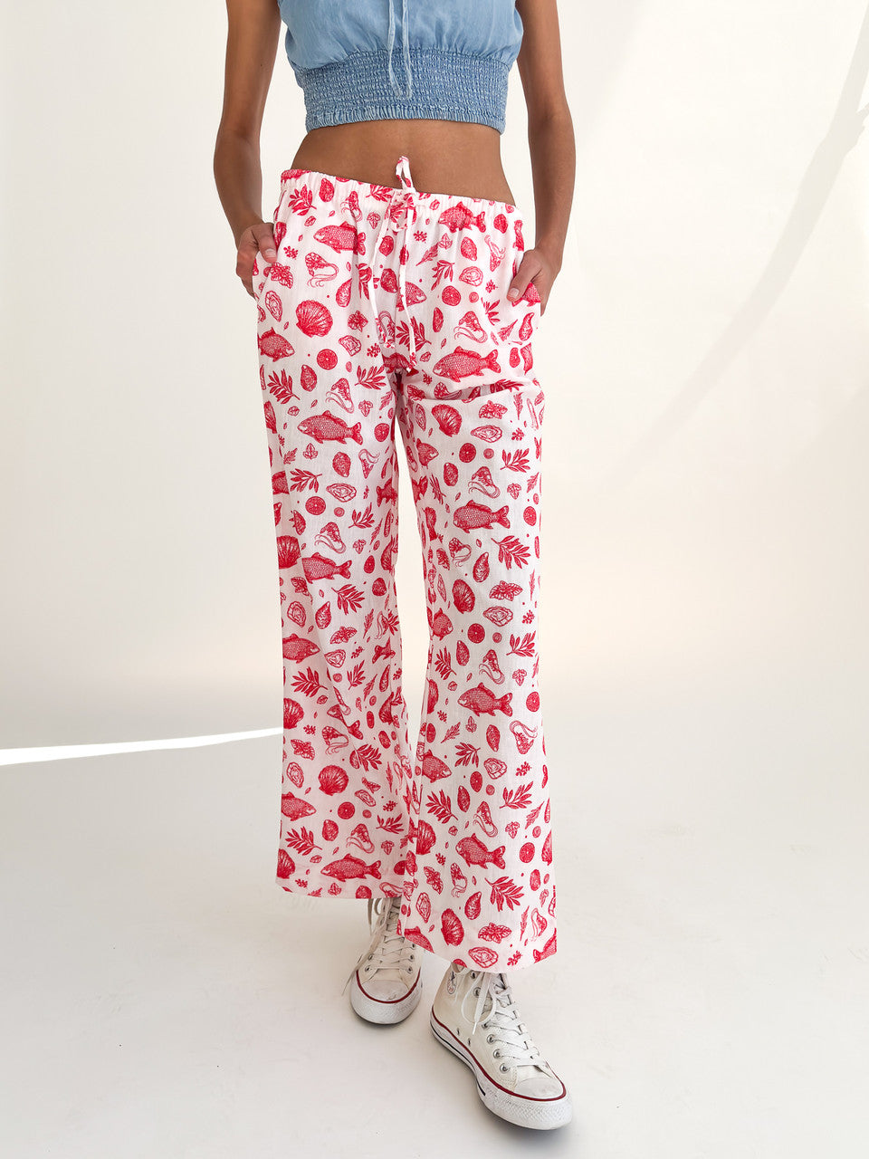 Ocean Life Printed Beach Pants