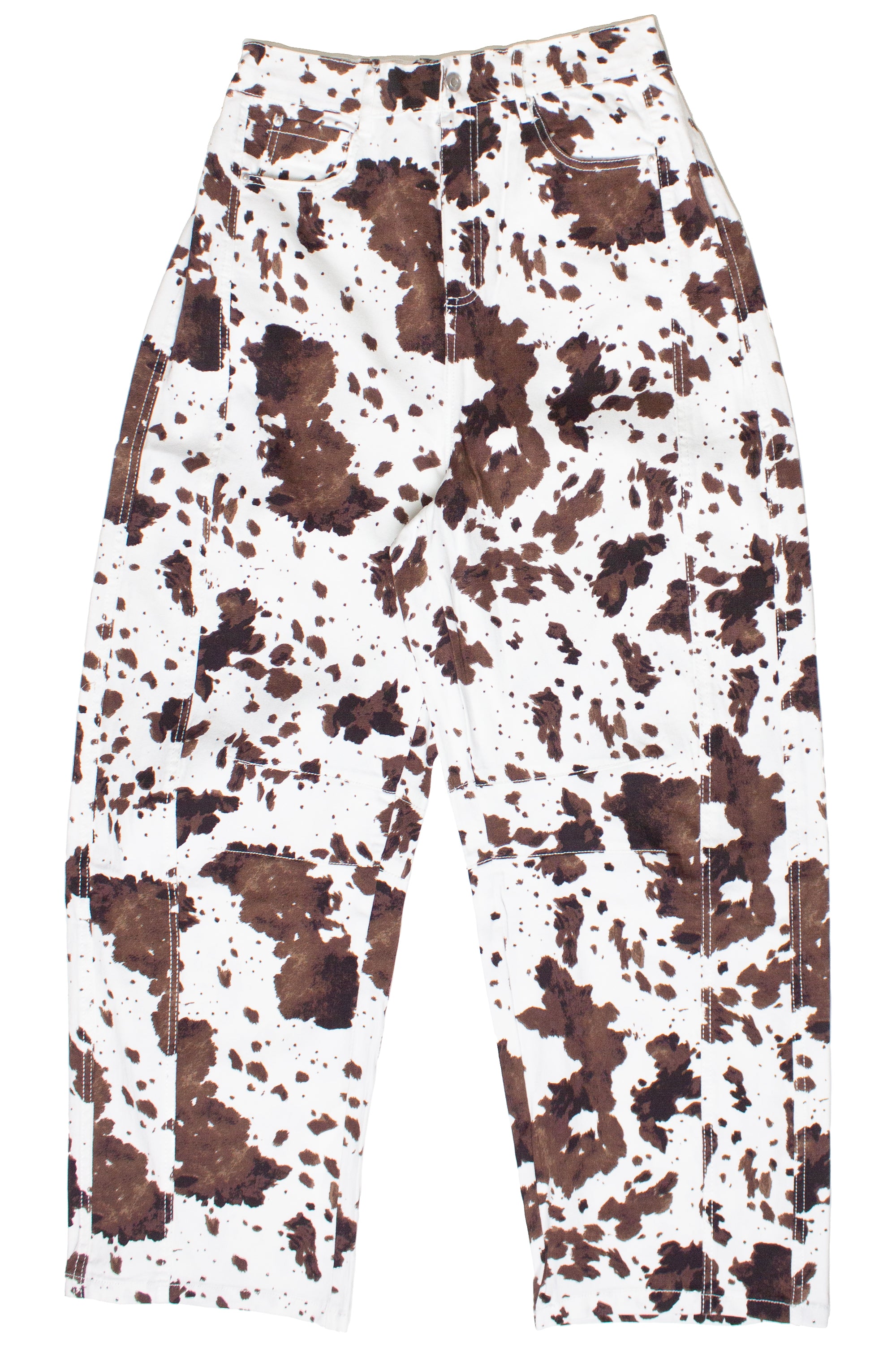 Cow Print Barrel Leg Jeans