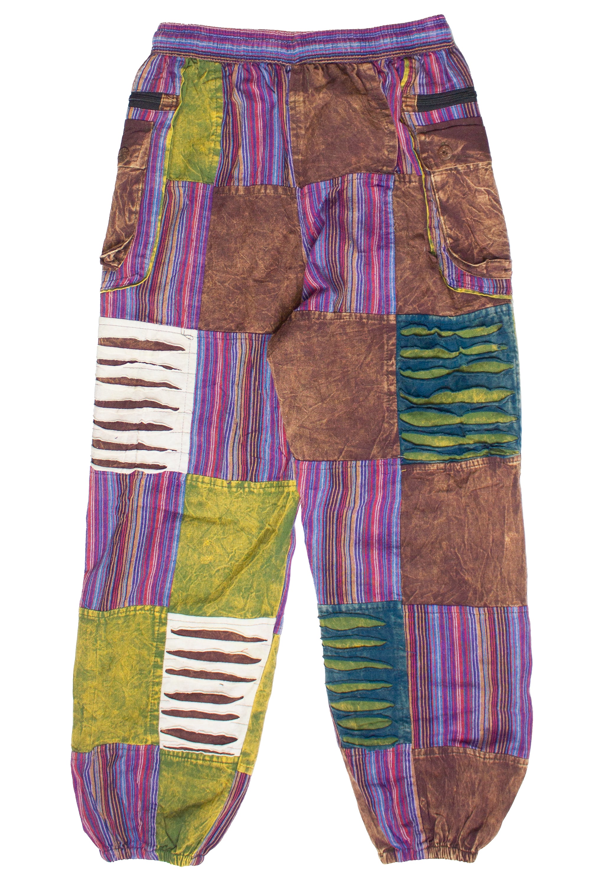 Distressed Embroidered Flower Patchwork Pants