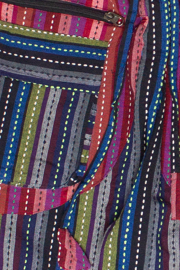 Running Stitch Striped Patchwork Pants