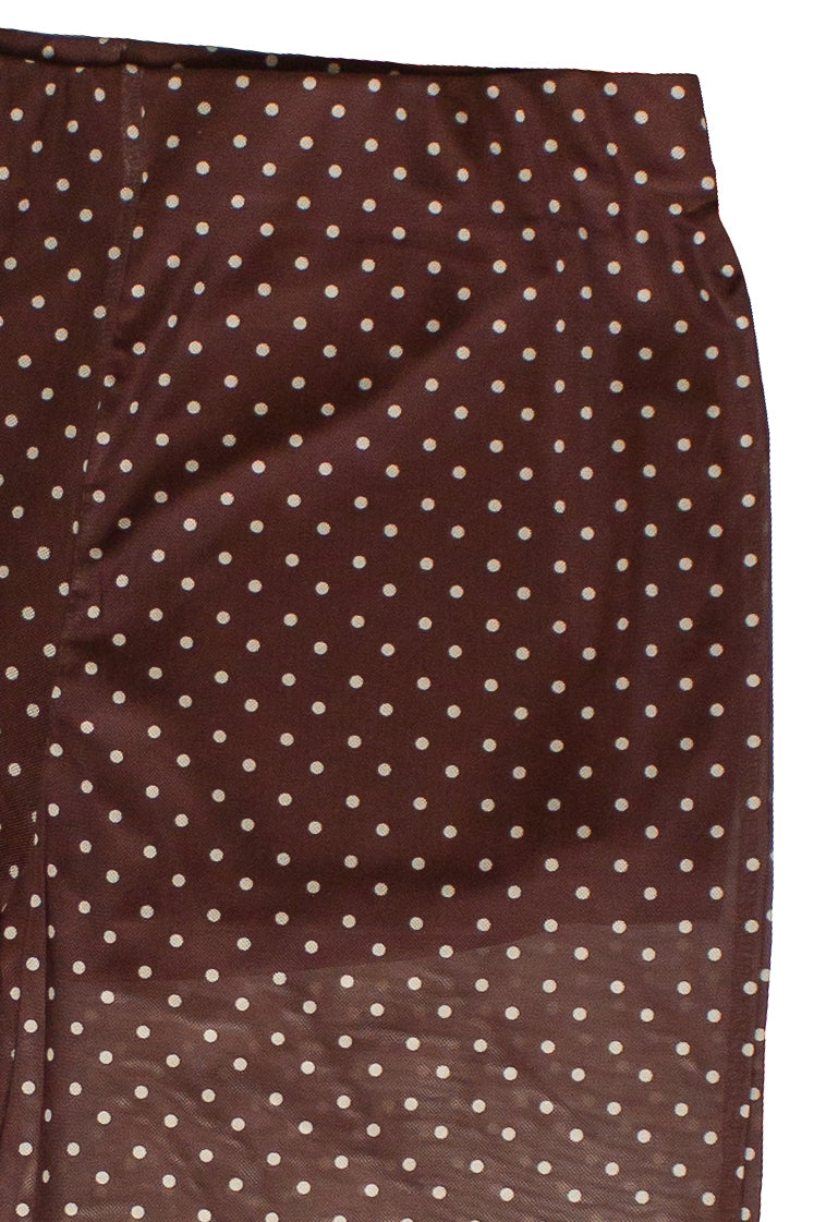 Polka Dot Print Mesh Wide Leg Pants