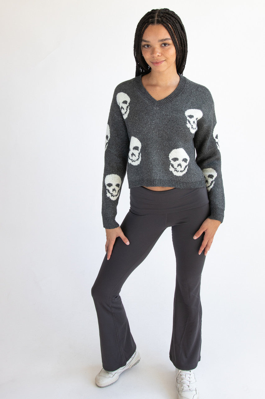 Fold Over Fleece Lined Flare Leggings