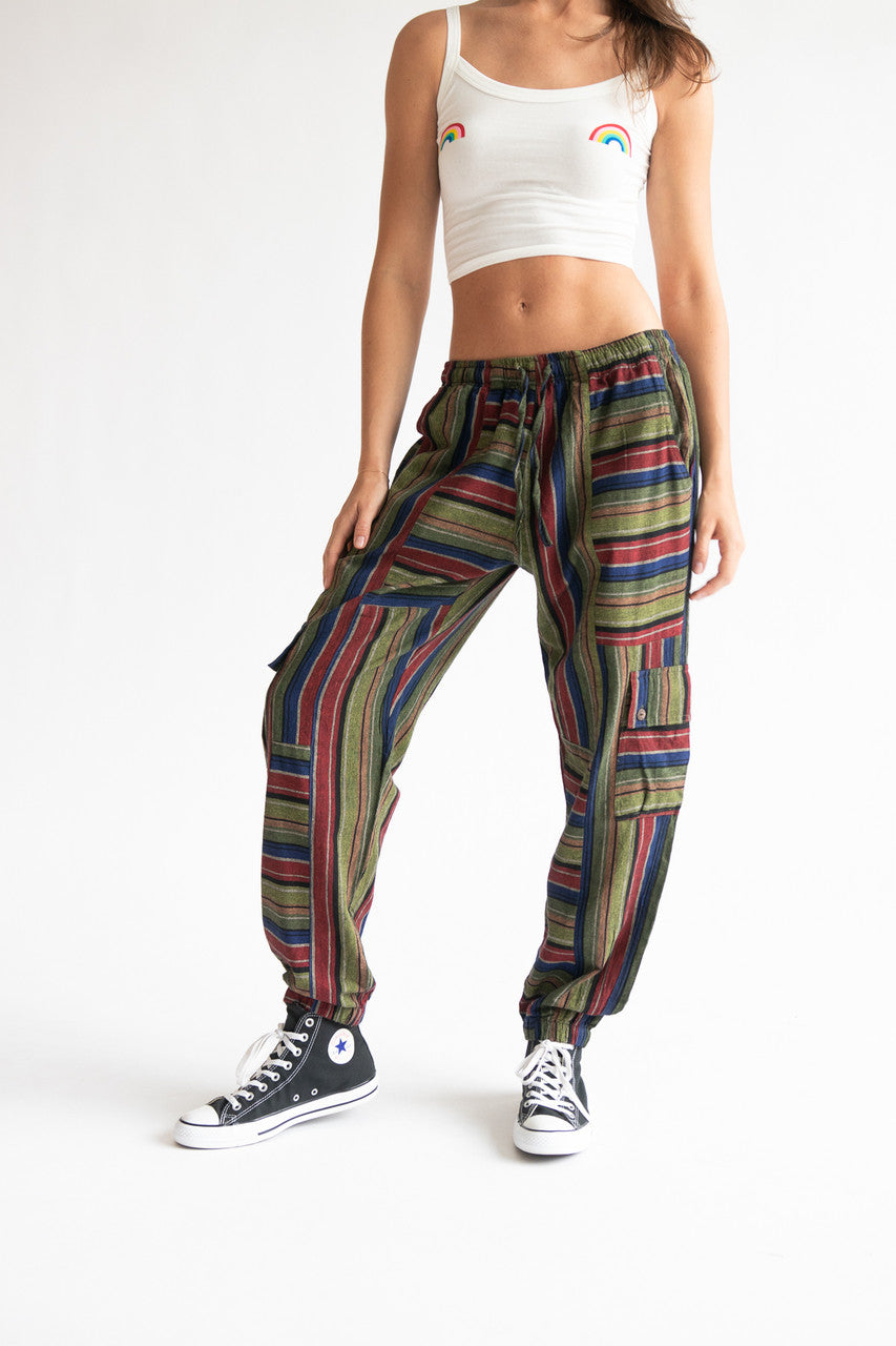 Striped Cargo Joggers