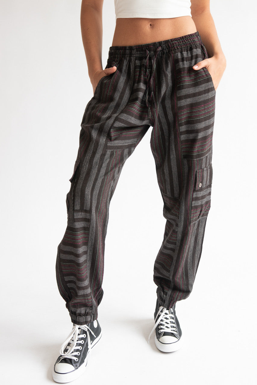 Striped Cargo Joggers