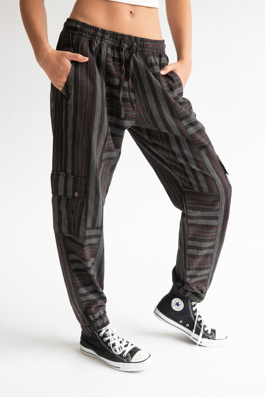 Striped Cargo Joggers